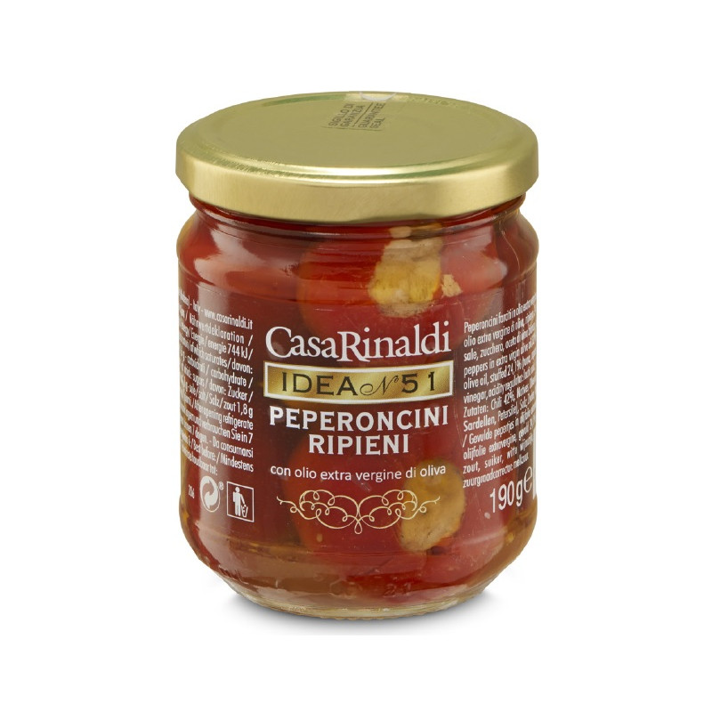 Peperoncini farciti in olio extravergine d'oliva 190 gr - Casa Rinaldi