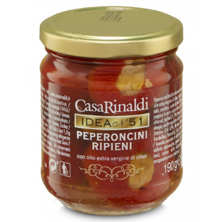 Peperoncini farciti in olio extravergine d'oliva 190 gr - Casa Rinaldi