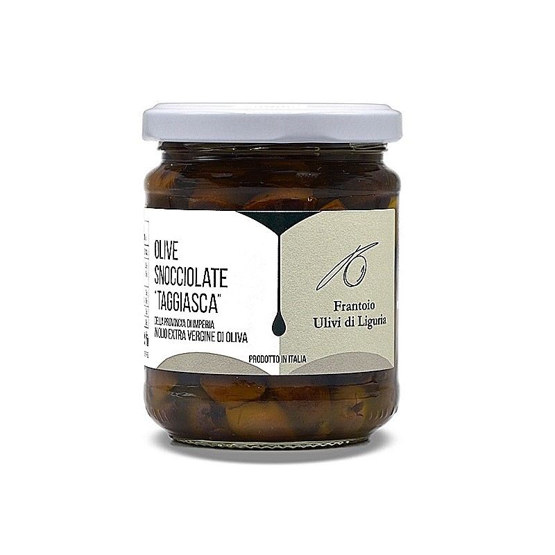 Olive taggiasche snocciolate in olio extra vergine di oliva 180 gr - Frantoio Ulivi di Liguria