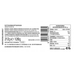 Filetti di Acciughe in olio d'oliva 212 gr - retro etichetta