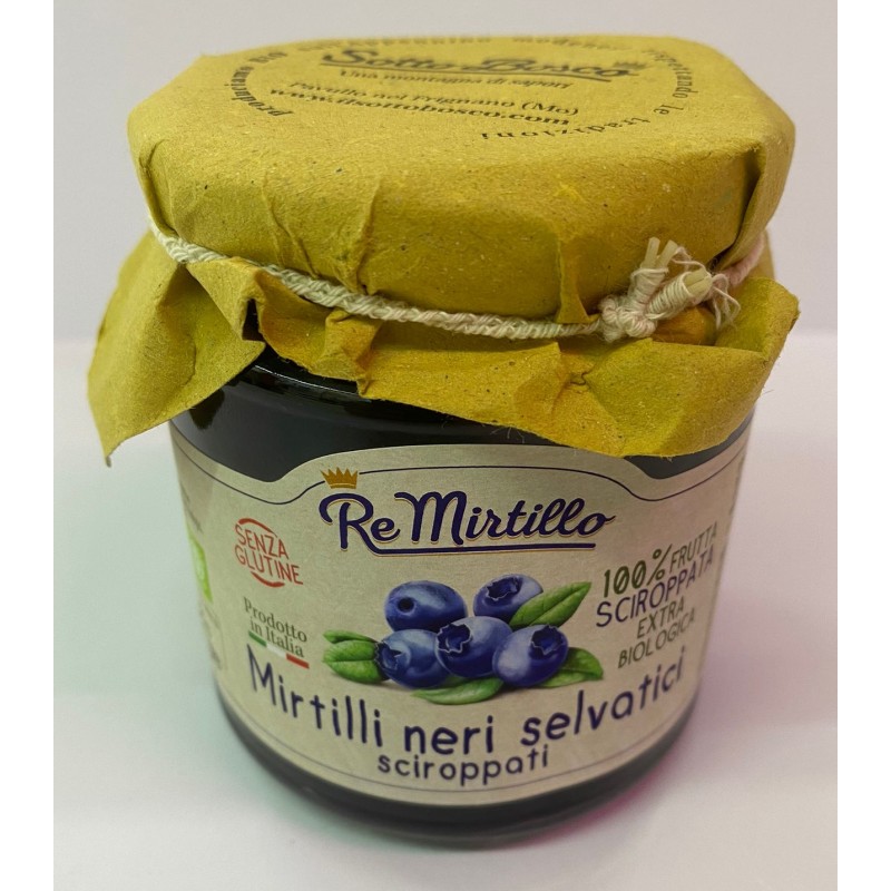 Mirtilli Neri Selvatici Bio sciroppati 310 gr - Re Mirtillo fronte