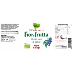 Confettura Bio di Mirtilli neri di bosco Fiordifrutta 250 gr - Rigoni di Asiago - etichetta