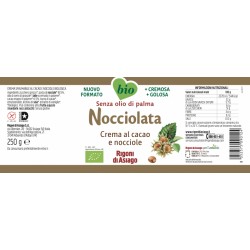 Crema Bio al cacao e nocciola "Nocciolata" 270 gr - Rigoni di Asiago - etichetta
