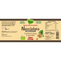 Crema Bio al cacao e nocciola senza latte "Nocciolata" 250 gr - Rigoni di Asiago - etichetta